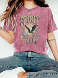 Women'WB shield Eagle Print Round Neck Graphic Tee, Vintage Trendy Casual Short Sleeve T-shirt for Daily Wear, Ladies...