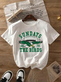 Women'WB shield Eagle Print Round Neck Tee, Fashion Casual Crew Neck T-Shirt for Daily Holiday Vacation Outdoor Wear,...