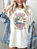 Women'WB shield Eagle Print Round Neck Tee, Fashion Casual Letter & Eagle Print Drop Shoulder T-Shirt for Daily Wear,...