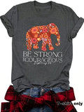 Women'WB shield Elephant & Letter Print Round Neck Tee, Fashion Casual Crew Neck T-Shirt for Daily Holiday Vacation...