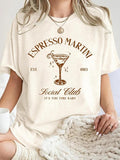 Women'WB shield Espresso Martini Social Club Round Neck Graphic Tee, Vintage Trendy Casual Short Sleeve T-shirt for Daily...