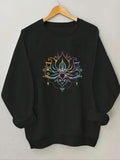 Women'WB shield Ethnic Floral Print Drop Shoulder Sweatshirt, Fashion Casual Crew Neck Pullover For Daily Wear, Ladies...