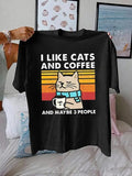 Women'WB shield FOG & Cat Print Round Neck Graphic Tee, Vintage Trendy Casual Drop Shoulder Short Sleeve T-shirt for...