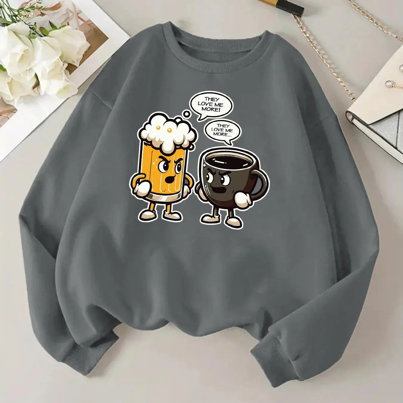 Women'WB shield FOG & Letter Print Crew Neck Sweatshirt, Casual Long Sleeve Pullover for Daily Wear, Ladies TNF for Spiky...