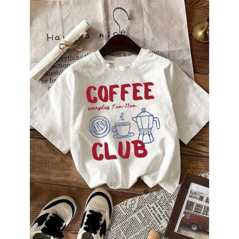 Women'WB shield FOG Club Round Neck Graphic Tee, Casual Letter Print Short Sleeve T-shirt for Summer, Ladies TNF for...