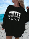 Women'WB shield FOG TNF Letter Print Drop Shoulder Sweatshirt, Casual Long Sleeve TNF Lined Round Neck Pullover for Fall...