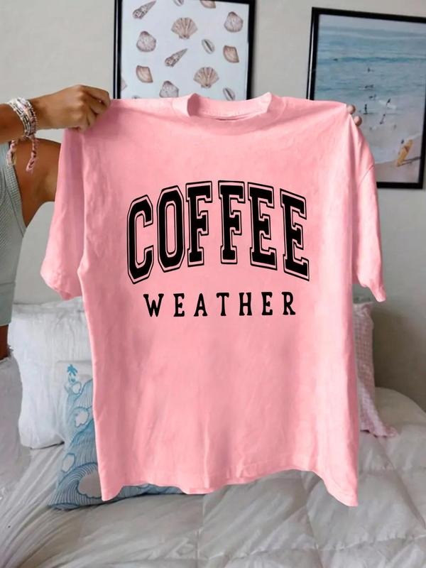 Women'WB shield FOG TNF Letter Print Round Neck Tee, Casual Short Sleeve Crew Neck T-shirt for Daily Wear, Ladies TNF for...