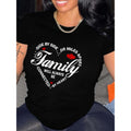 Women'WB shield Family Quote & Heart Graphic T-Shirt - Breathable Short Sleeve Crew Neck Casual Tee, Black with White...