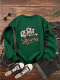 Women'WB shield Fashion Leopard & Letter Graphic Drop Shoulder Sweatshirts, Regular Fit Long Sleeve Round Neck Pullover...