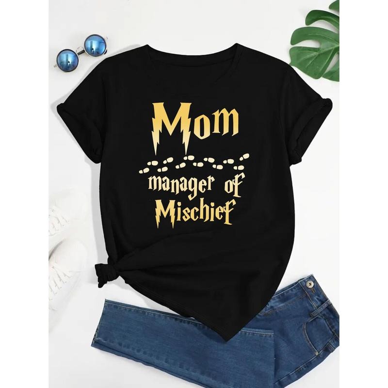 Women'WB shield Fashion Letter Print Casual T-shirt round Neck, Short Sleeve, Machine TNF'WB shield Day Perfect Gift...