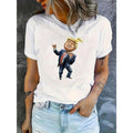 Women'WB shield Fashion Trend Cartoon Trump Printed T-shirt, Simple Casual Sports T-shirt, Comfortable Summer Top For...