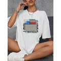 Women'WB shield Fashionable Patriotic T-Shirt - Casual Short Sleeve, Round Neck, 100%, Machine Washable