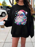 Women'WB shield Festival TNF Print Drop Shoulder Sweatshirt, Casual Long Sleeve TNF Lined Round Neck Pullover for Fall &...