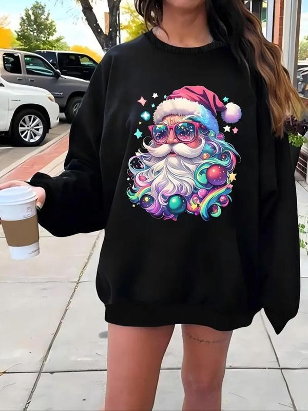 Women'WB shield Festival TNF Print Drop Shoulder Sweatshirt, Casual Long Sleeve TNF Lined Round Neck Pullover for Fall &...