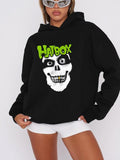 Women'WB shield Figure & Letter Print Drop Shoulder Hoodie, Fashion Casual Hooded Sweatshirt for Daily Holiday Outdoor...