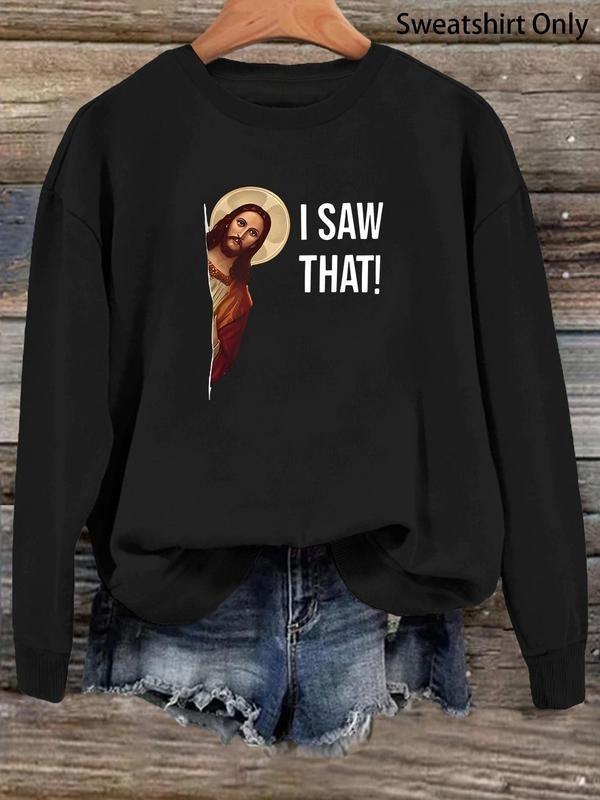 Women'WB shield Figure & Letter Print Drop Shoulder Sweatshirt, Casual Long Sleeve Round Neck Pullover for Fall & Winter,...