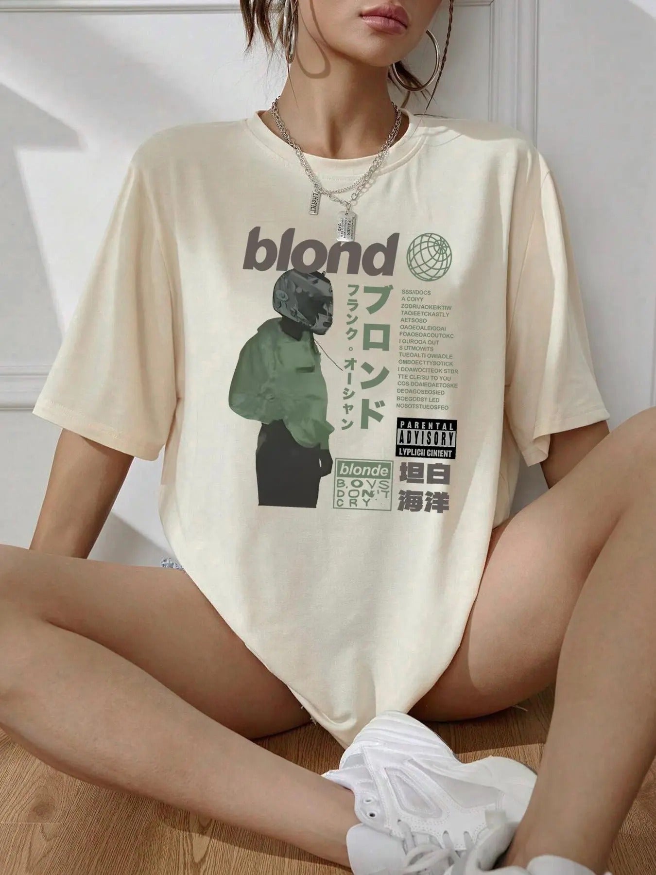 Women'WB shield Figure & Letter Print Drop Shoulder Tee, Fashion Casual Crew Neck T-shirt for Daily Holiday Vacation...