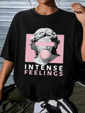 Women'WB shield Figure & Letter Print Drop Shoulder Tee, Summer TNF Women, Casual Half Sleeve Round Neck T-Shirt for...