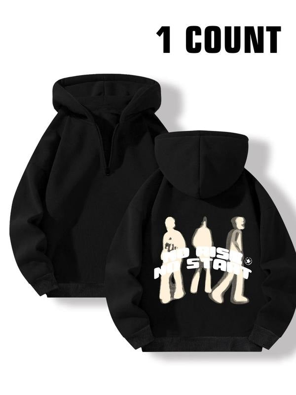 Women'WB shield Figure & Letter Print Drop Shoulder Zip Up Hoodie, Fashion Casual Long Sleeve Hooded Sweatshirt for Daily...