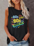 Women'WB shield Figure & Letter Print Round Neck Tank Top, Casual Crew Neck Sleeveless Graphic Top, Ladies Summer Outfit...