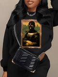 Women'WB shield Figure Print Crew Neck Sweatshirt, Fashion Casual Long Sleeve Pullover for Daily Wear, Ladies Spring &...