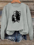 Women'WB shield Figure Print Drop Shoulder Sweatshirt, Casual Long Sleeve Round Neck Pullover for Fall & Winter, Fashion...