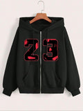 Women'WB shield Figure Print Zip Up Hoodie, Casual Long Sleeve Hooded Sweatshirt for Daily Wear, Ladies TNF for Spring &...