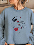 Women'WB shield Figure TNF Print Drop Shoulder Sweatshirt, Casual Long Sleeve Round Neck Pullover for Daily Wear, Ladies...