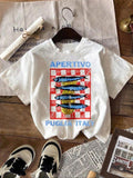 Women'WB shield Fish & Letter Print Round Neck Tee, Vintage Trendy Casual Graphic T-shirt for Daily Wear, Ladies Summer...