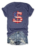 Women'WB shield Flag Graphic Round Neck Tee, Casual Short Sleeve Crew Neck T-Shirt, Ladies TNF for Spiky hair fighters...