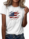 Women'WB shield Flag Print Round Neck Tee, Casual Graphic Short Sleeve T-shirt For Daily Wear, Ladies Spiky hair fighters...