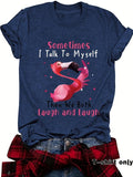 Women'WB shield Flamingo Print Round Neck Tee, Fashion Casual Crew Neck T-Shirt for Daily Holiday Vacation Outdoor Wear,...