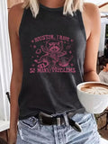Women'WB shield Floral & Astronaut Print Round Neck Tank Top, Casual Sleeveless Top for Summer, Ladies TNF for Daily...