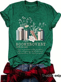 Women'WB shield Floral & Book Print Round Neck Tee, Trendy Casual Letter Graphic Crew Neck T-shirt for Daily Wear, Ladies...