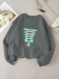 Women'WB shield Floral & Bowknot Print Drop Shoulder Sweatshirt, Casual Long Sleeve Round Neck Pullover for Fall &...