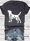 Women'WB shield Floral & Dog Print Round Neck Tee, Fashion Casual Crew Neck T-Shirt for Daily Holiday Vacation Outdoor...