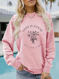 Women'WB shield Floral & Letter Print Crew Neck Sweatshirt Pullover, Fashion Casual Long Sleeve Sweatshirt for Daily...