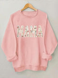 Women'WB shield Floral & Letter Print Crew Neck Sweatshirt, Casual Long Sleeve Pullover Sweatshirts for Fall & Winter,...