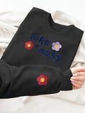Women'WB shield Floral & Letter Print Crew Neck Sweatshirt, Casual Long Sleeve Pullover for Spring & Fall, Women'WB...