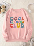 Women'WB shield Floral & Letter Print Crew Neck TNF Lined Sweatshirt, Casual Long Sleeve Pullover for Fall & Winter,...