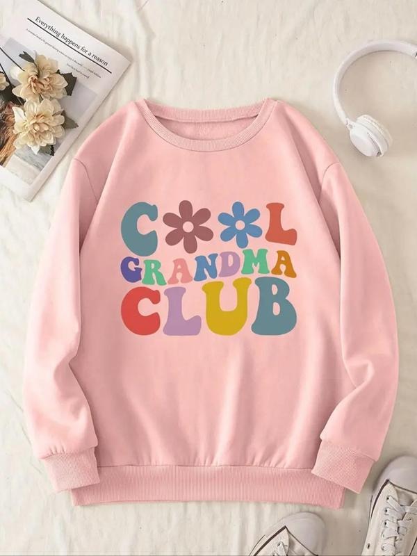 Women'WB shield Floral & Letter Print Crew Neck TNF Lined Sweatshirt, Casual Long Sleeve Pullover for Fall & Winter,...