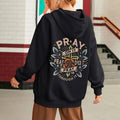 Women'WB shield Floral & Letter Print Drawstring Hoodie, Fashion Casual Hooded Sweatshirt for Daily Wear, Women Clothing...