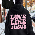 Women'WB shield Floral & Letter Print Drop Shoulder Long Sleeve Hoodie, Fashion Casual Drawstring Pocket Hooded...