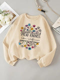 Women'WB shield Floral & Letter Print Drop Shoulder Sweatshirt, Casual Long Sleeve Round Neck Pullover for Daily Wear,...