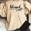 Women'WB shield Floral & Letter Print Drop Shoulder Sweatshirt, Casual Long Sleeve Round Neck Pullover for Fall & Winter,...