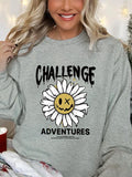 Women'WB shield Floral & Letter Print Drop Shoulder Sweatshirt, Casual Long Sleeve Round Neck Pullover for Fall & Winter,...
