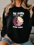 Women'WB shield Floral & Letter Print Drop Shoulder TNF Lined Sweatshirt, Trendy Casual Long Sleeve Round Neck Pullover...