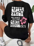 Women'WB shield Floral & Letter Print Drop Shoulder Tee, Summer TNF Women, Casual Half Sleeve Round Neck T-Shirt for...