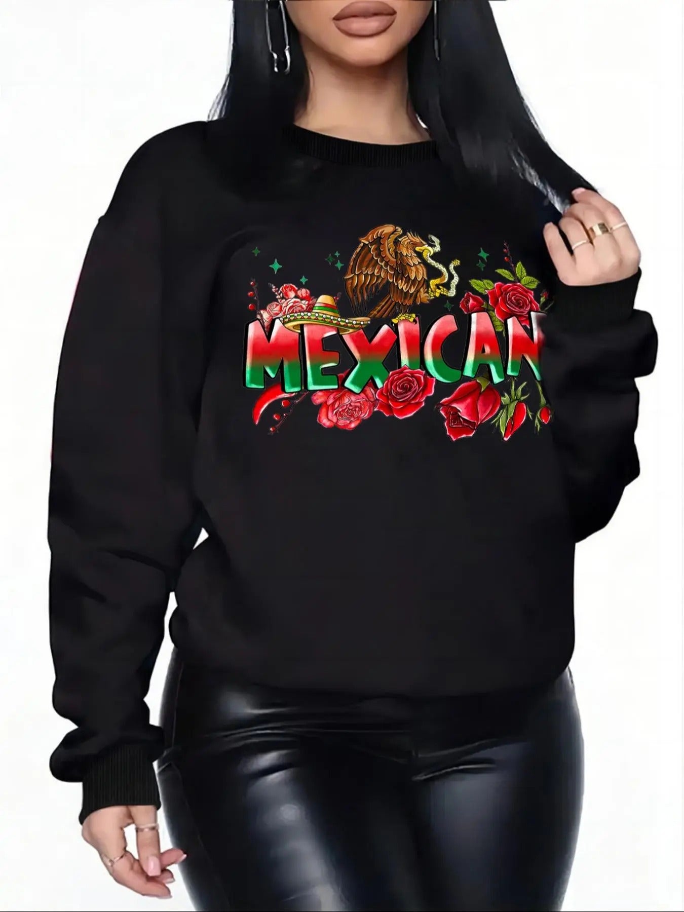 Women'WB shield Floral & Letter Print Round Neck Pullover, Fashion Casual Crew Neck Sweatshirt for Daily Holiday Outdoor...
