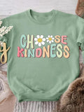 Women'WB shield Floral & Letter Print Round Neck Pullover, Fashion Casual Crew Neck Sweatshirt for Daily Holiday Outdoor...